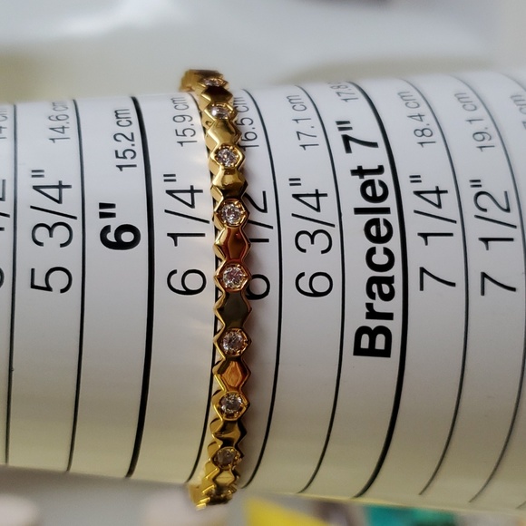 Squiqqly 12 Stone Gold Bangle Bracelet - Picture 6 of 7